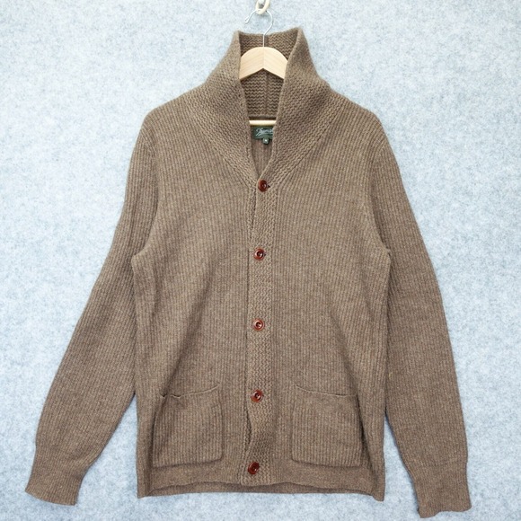 Shawl Cardigan Fisherman Sweater Mens‎ M Brown Yak Chunky Grandpacore TRUMAKER - Picture 1 of 15